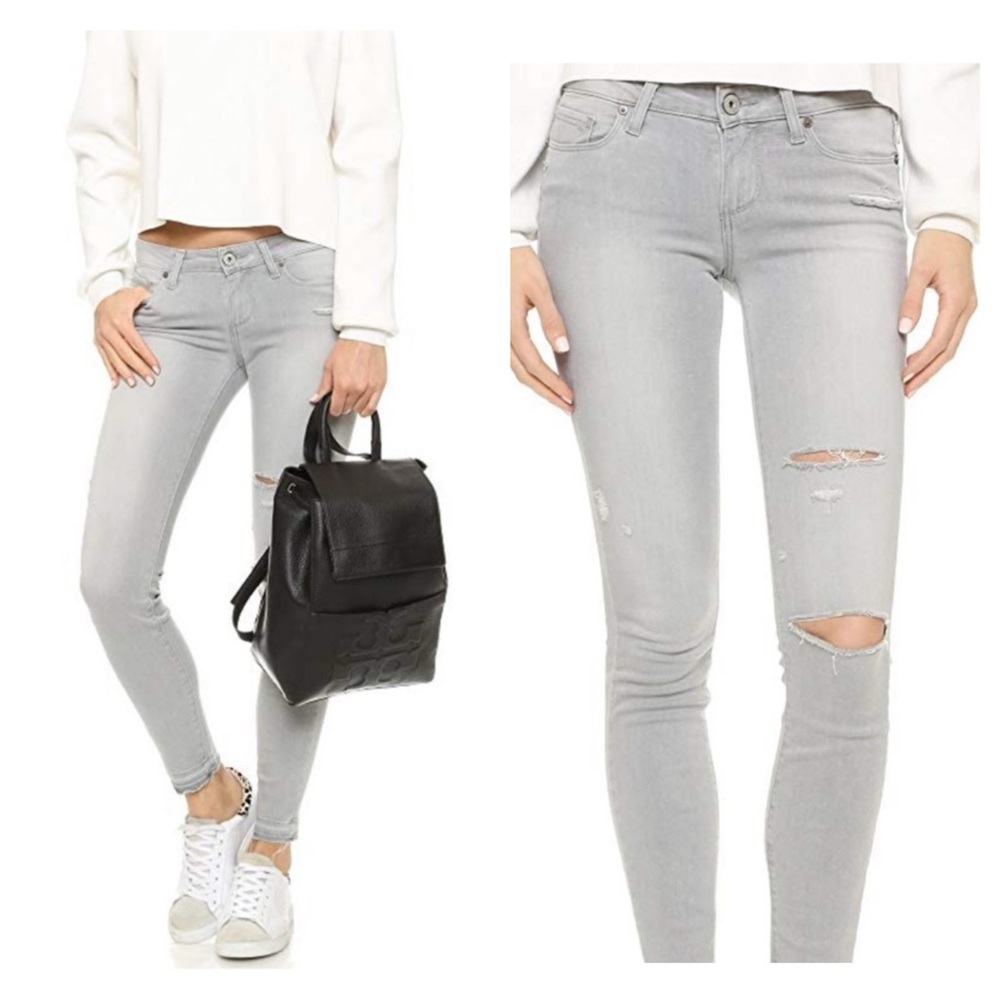 Paige Denim 26‎ Verdugo Ultra Skinny Grey Mist Destroyed Distressed Raw Hem